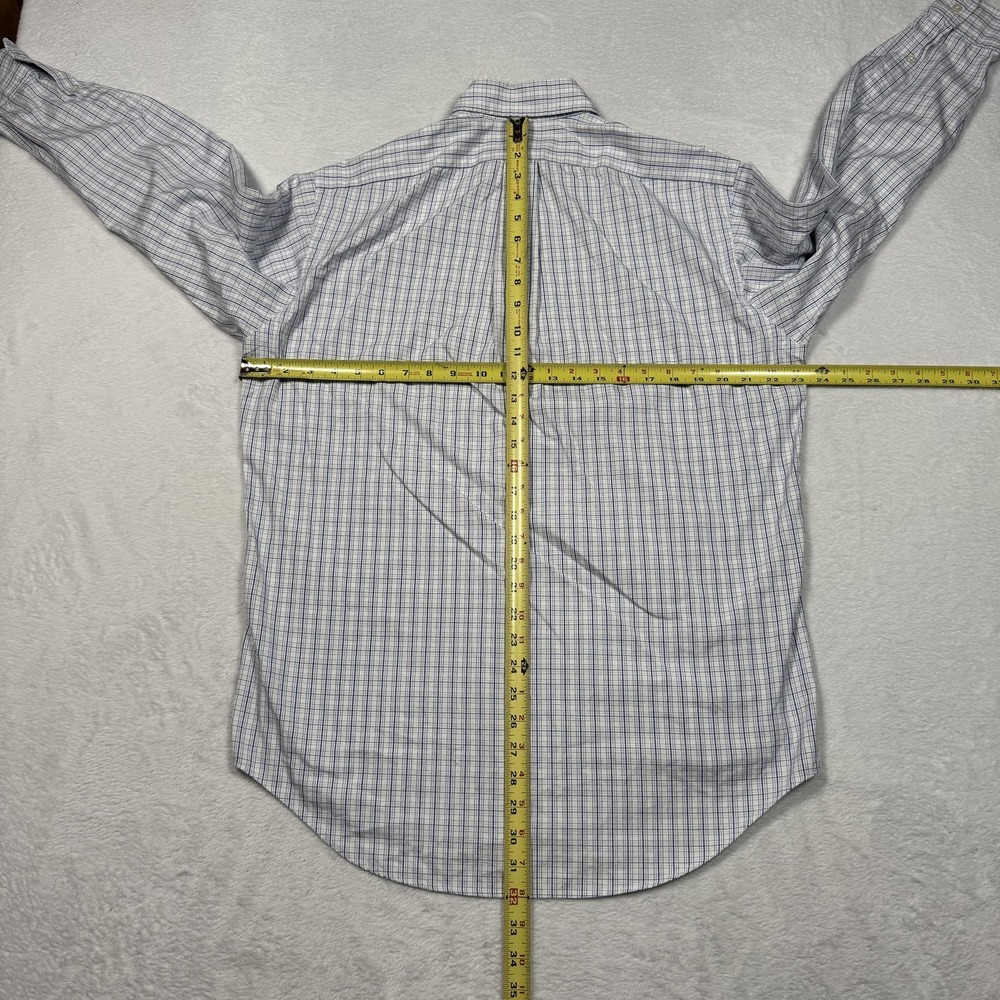 Ralph Lauren Shirt Mens 15.5 33 White Blue‎ Plaid Yarmouth Button Down Pony Logo - Picture 7 of 10